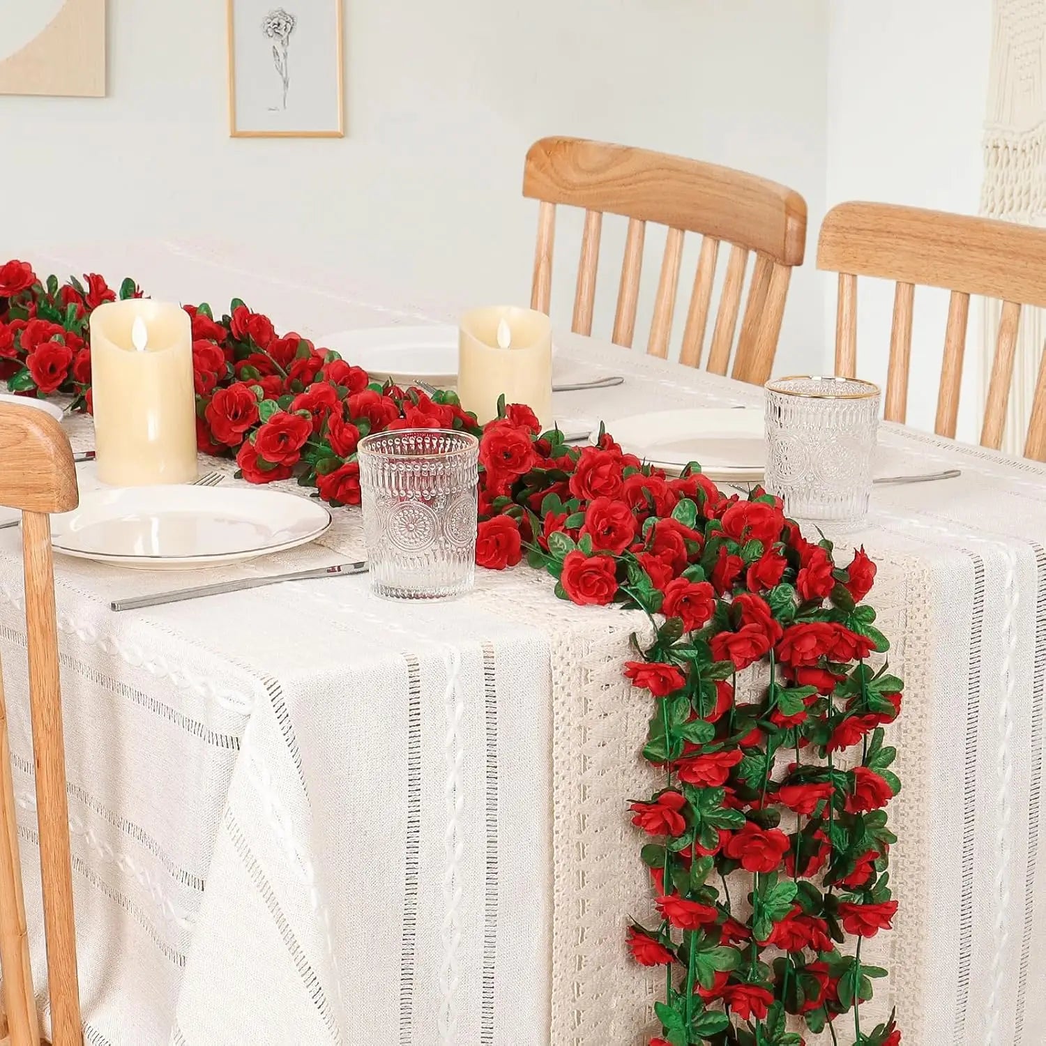 Kit 5 Guirlandas de Rosas Vermelhas (2,5 metros cada)