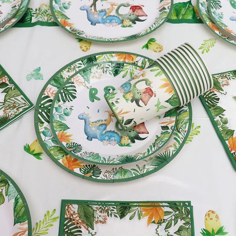 Kit Talheres e Pratos Descartáveis Dinossauro – Festa Completa