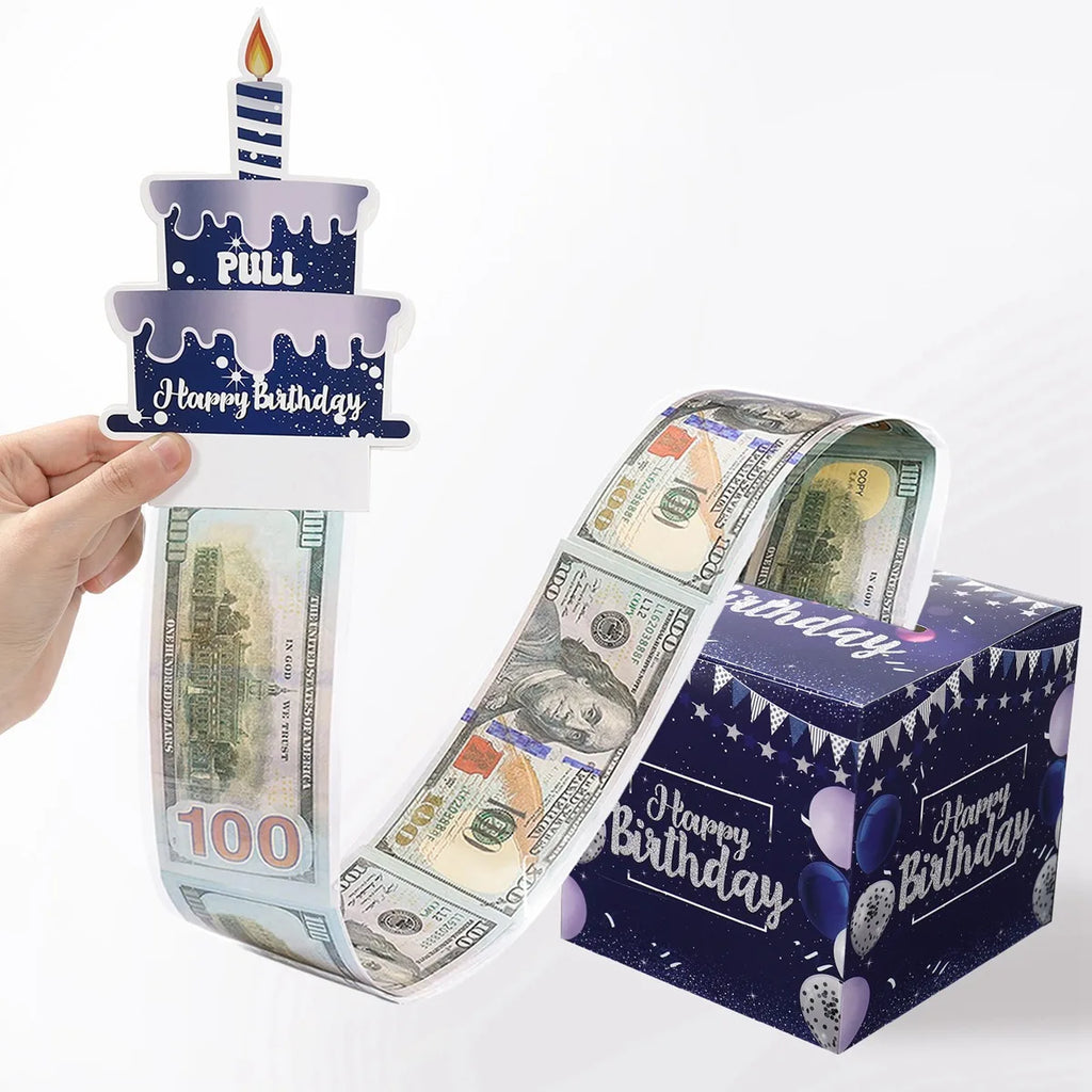 Caixa Puxa Dinheiro com Cartão – Presente Surpresa de Aniversário