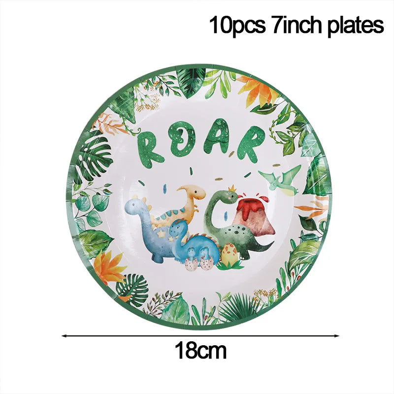 Kit Talheres e Pratos Descartáveis Dinossauro – Festa Completa