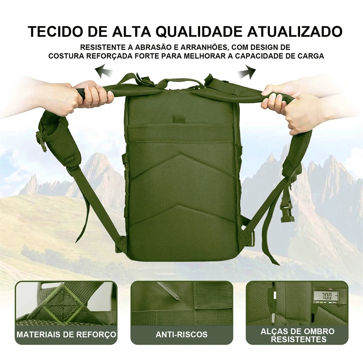 Mochila tática resistente a água grande capacidade de armazenamento