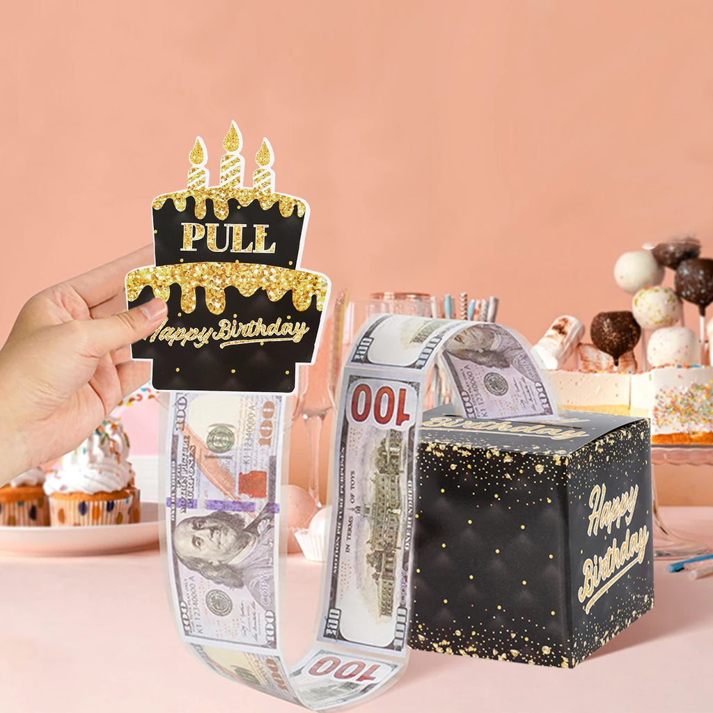 Caixa Puxa Dinheiro com Cartão – Presente Surpresa de Aniversário