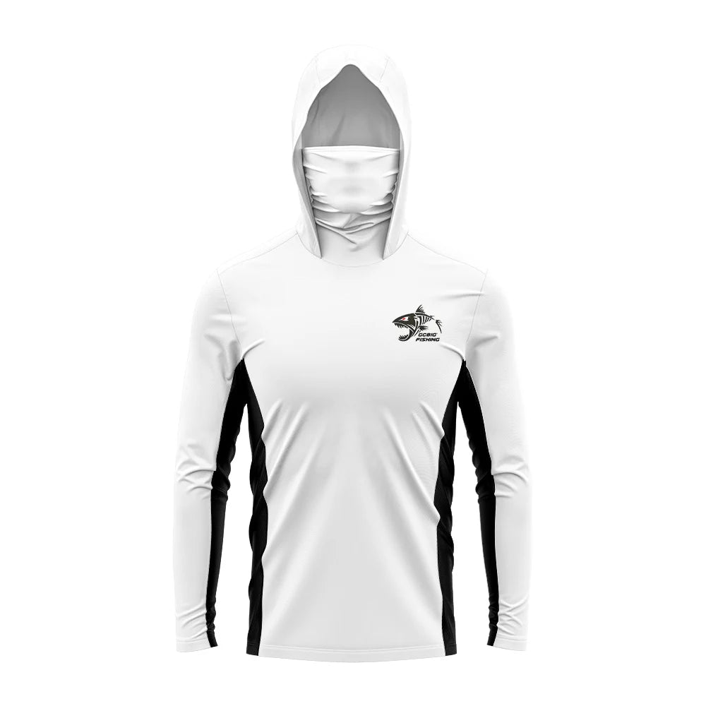 Camiseta masculina manga loga proteção upf 50+  qualidade premium com capuz tecido respirável