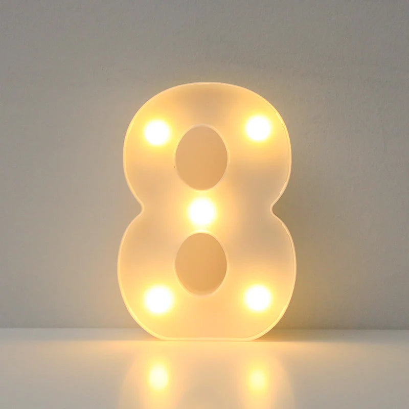 Letras e Números de LED (16cm) – Luminária Decorativa