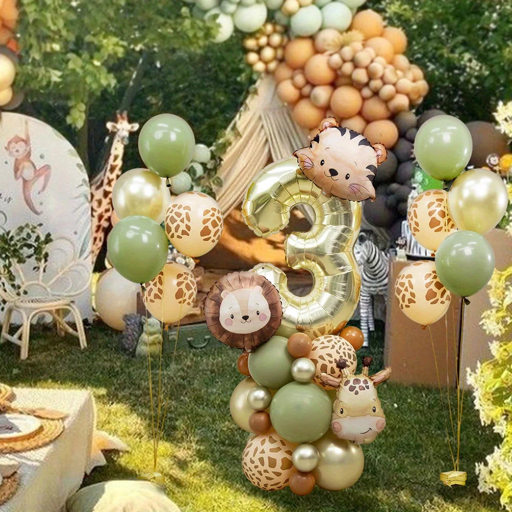 Kit Para Torre de Balões Safari com Número (1 a 9) – 38 Peças