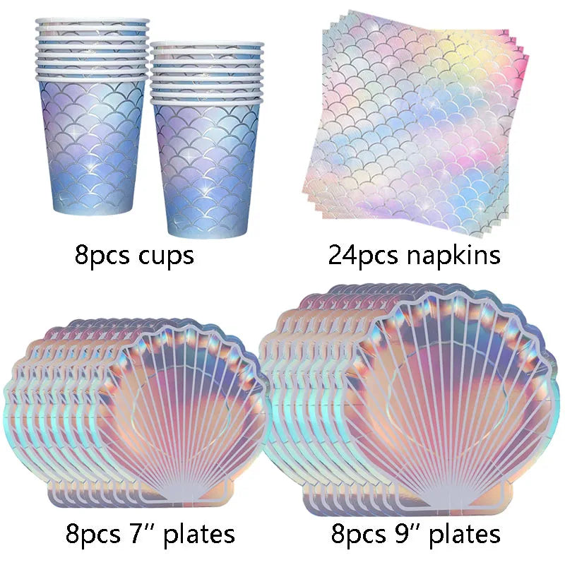 Kit Talheres e Pratos Sereia: Mesa Completa Fundo do Mar