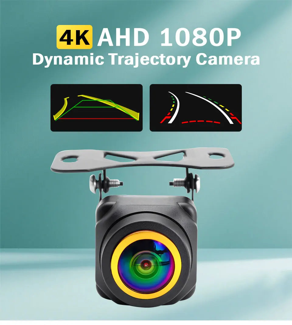 Camera de Ré 4k ahd 1080p trajetória dinâmica inteligente câmera de visão traseira do carro visão noturna de 180 graus com linha de pista de estacionamento