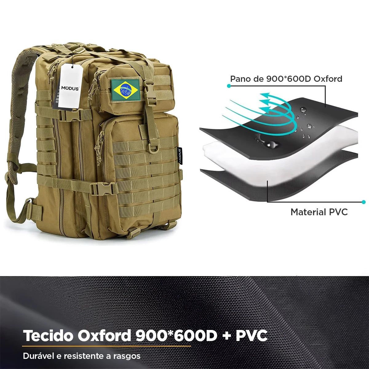 Mochila tática resistente a água grande capacidade de armazenamento