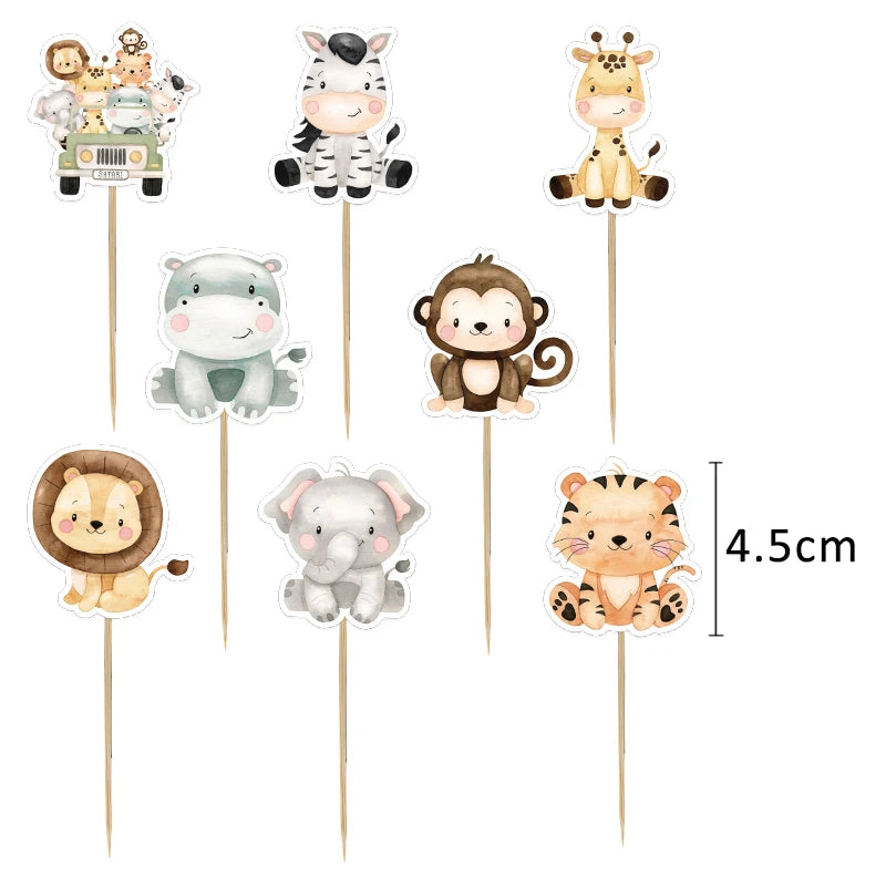 Kit 24 Toppers Animais da Selva