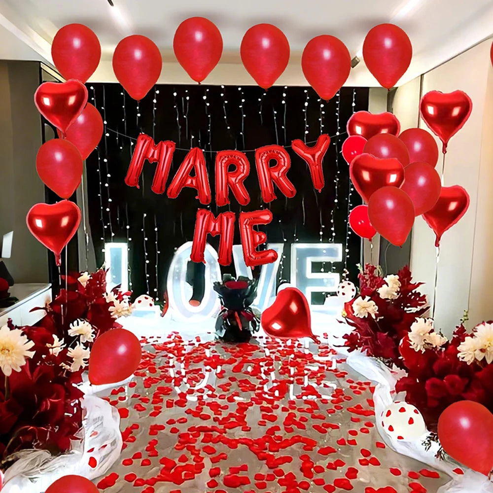Kit Decoração "Marry Me" (Completo com 1000 Pétalas e Balões)
